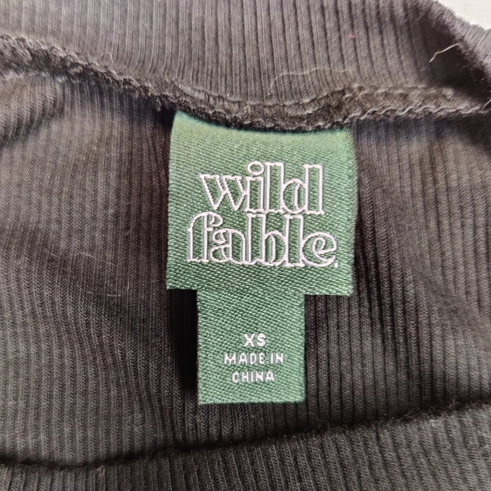 Wild Fable Black Crop Long Sleeve Shirt Size Extra Small - Picture 4 of 4